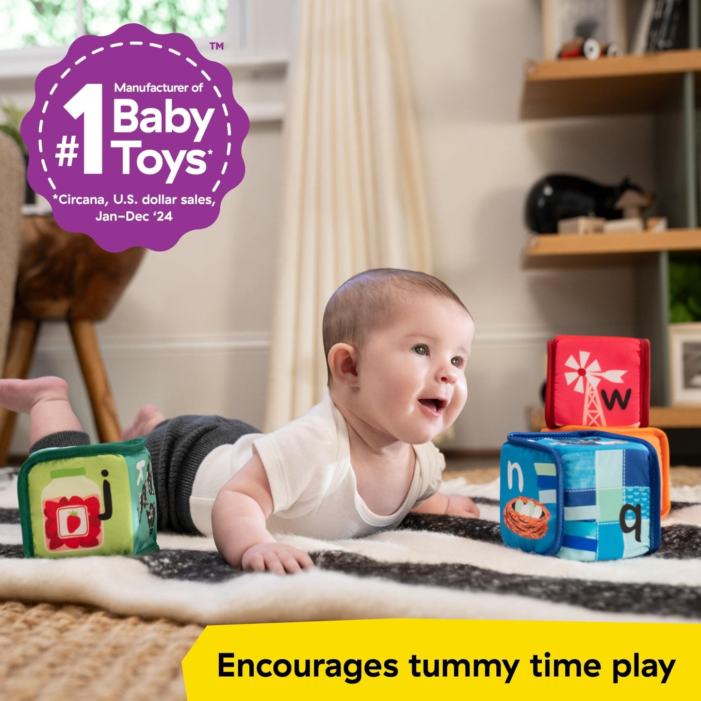 Baby Einstein Alpha Stacks Soft Blocks, Multisensory and Lightweight, Ages 3 Months and Up