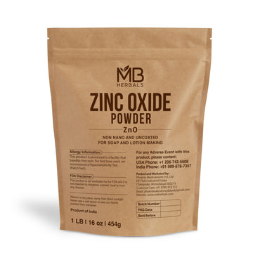 MB Herbals Zinc Oxide Powder 1 lb / 16 oz (454 Gram) | Uncoated & Non-Nano | For DIY Sunscreen Lotion and Cream