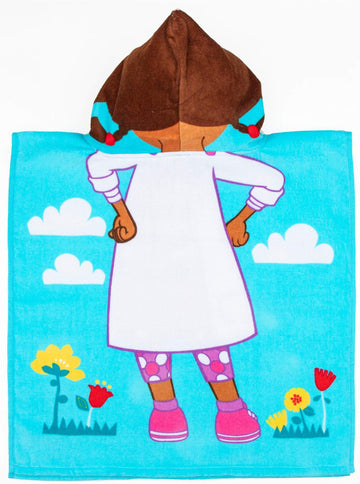 Disney Doc Mcstuffins Doc Kids Bath/Pool/Beach Hooded Poncho - Super Soft & Absorbent Cotton Towel, Measures 22 X 22 Inches (Off