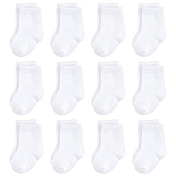 Touched By Nature Baby Boys Organic Cotton Casual Sock, White 12-Pack, 12-24 Months Us