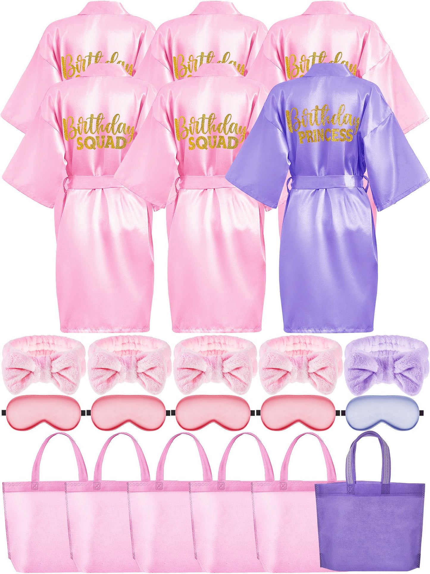Sintuff 24 Pcs Girls Spa Birthday Party Supplies for 6-12 Years Girls Robes Sleepover Party Supplies Kids Robes Slumber Bulk(Siz