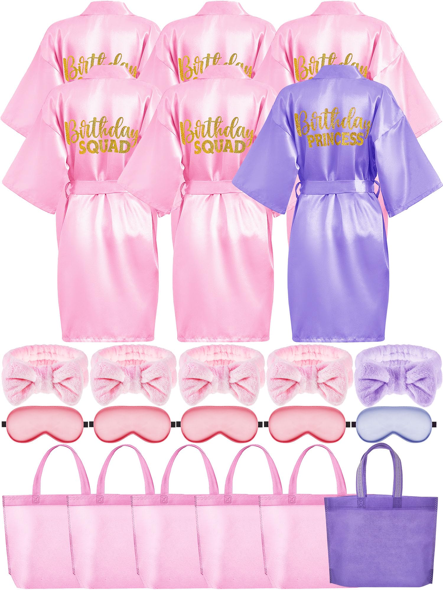 Sintuff 24 Pcs Girls Spa Birthday Party Supplies for 6-12 Years Girls Robes Sleepover Party Supplies Kids Robes Slumber Bulk(Siz