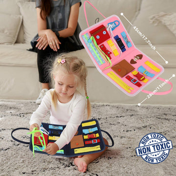 Esjay Busy Board for Toddlers, Montessori Toys to Learn Fine Motor Skill, Sensory Board, Toys Gifts Girls Boys 3+ Year Old, Todd