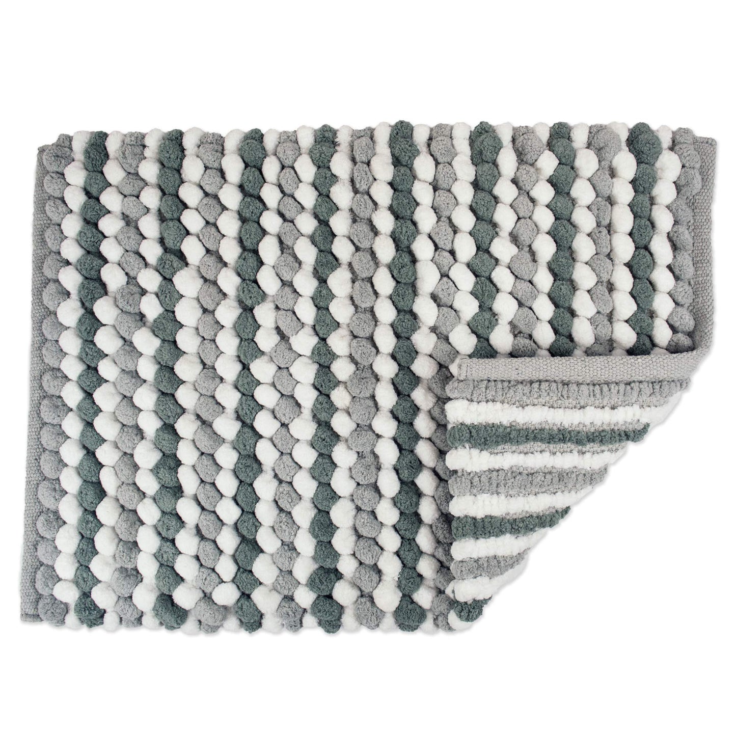 Dii Ultra Soft Chenille Bath Mat, Chunky Popcorn Bath Rug, 17X24', Gray Stripe