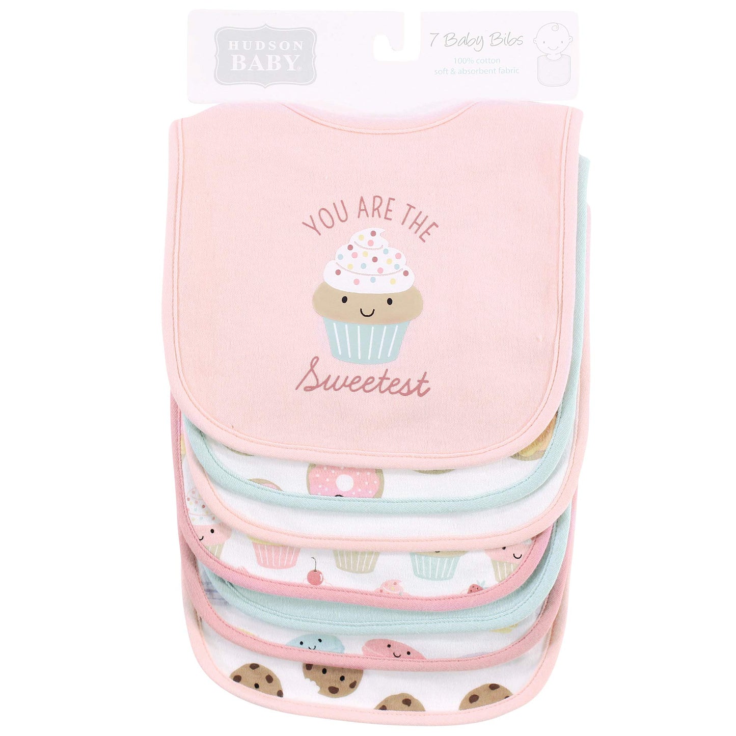 Hudson Baby Unisex Baby Cotton Bibs, Sweetest Cupcake, One Size