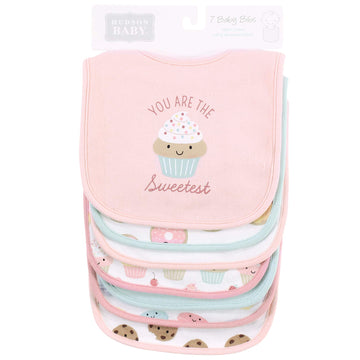 Hudson Baby Unisex Baby Cotton Bibs, Sweetest Cupcake, One Size