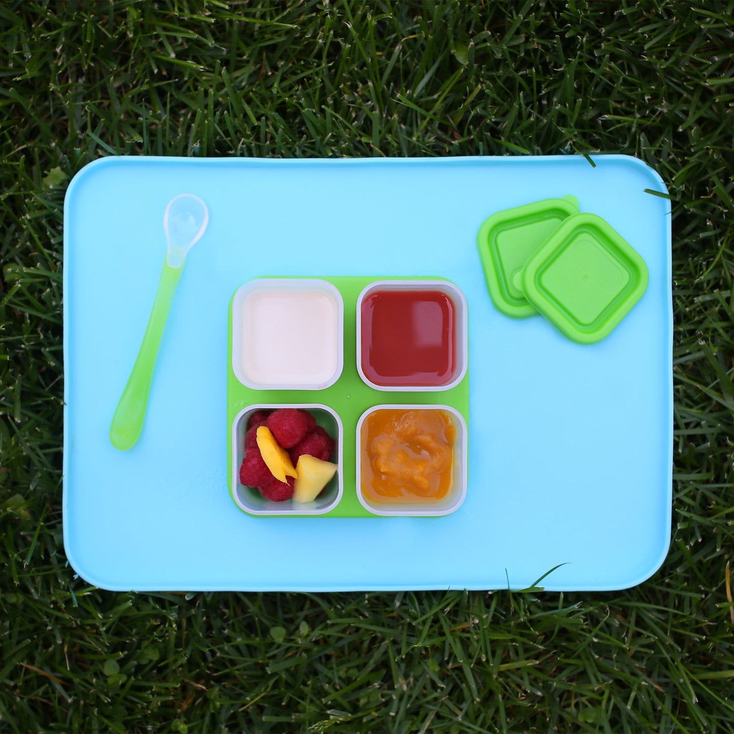 Green Sprouts Fresh Baby Food Unbreakable Cubes (4Oz/4Pk) | Store, Carry, & Serve Homemade Baby Food | Lid Provides Leak-Proof S