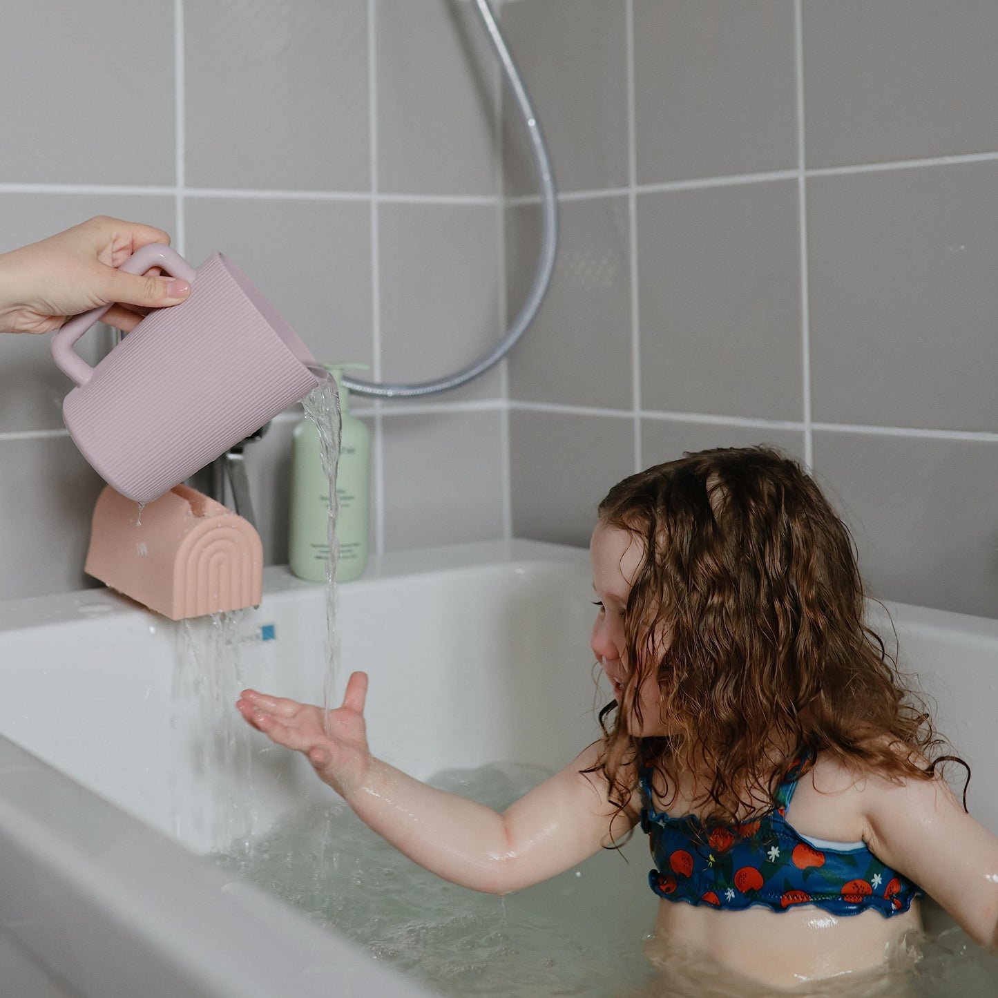 Mushie Bath Spout Cover | Soft Silicone Bathtub Faucet Safety Guard For Kids | Universal Fit (Natural)
