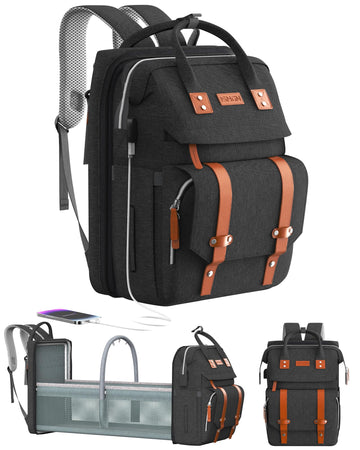 ISMGN Diaper Bag Backpack with Changing Station, Large Diaper Bag, Baby Bag, Multifunctional Diaper Bag, Black