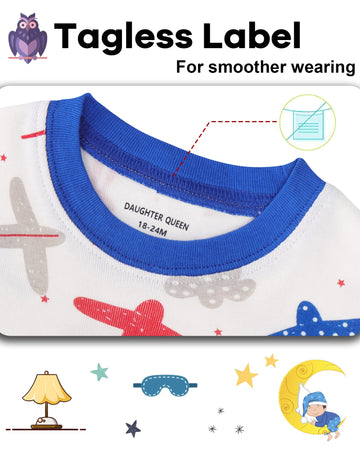 Daughter Queen Boys Pajamas 18-24 Months Summer Pjs Airplane Pj Sets Baby Toddler Cotton Short Sleeve Sleepwear Jammies Sleeping