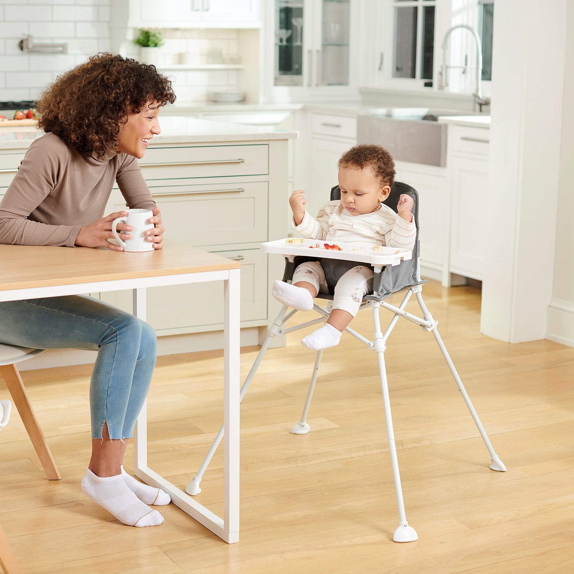 Regalo My High Chair Portable Travel Fold & Go Highchair, Indoor And Outdoor, Bonus Kit, Includes Tray With Cup Holder, Grey