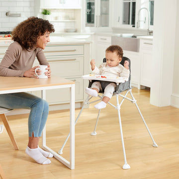 Regalo My High Chair Portable Travel Fold & Go Highchair, Indoor And Outdoor, Bonus Kit, Includes Tray With Cup Holder, Grey