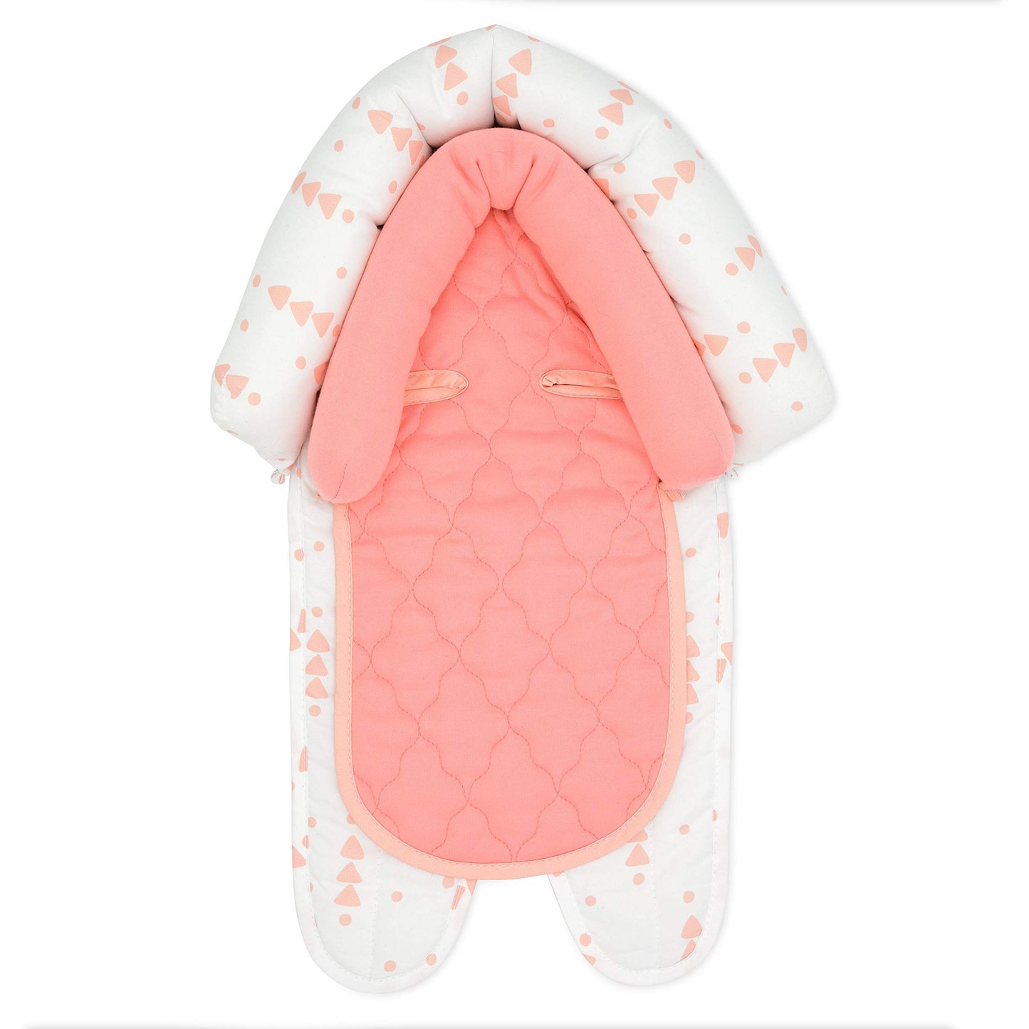 Travel Bug Baby & Toddler 2-In-1 Head Support Duo Head Support For Car Seats, Strollers & Bouncers (Grey/Teal/Pink), 8X2.75X10 I
