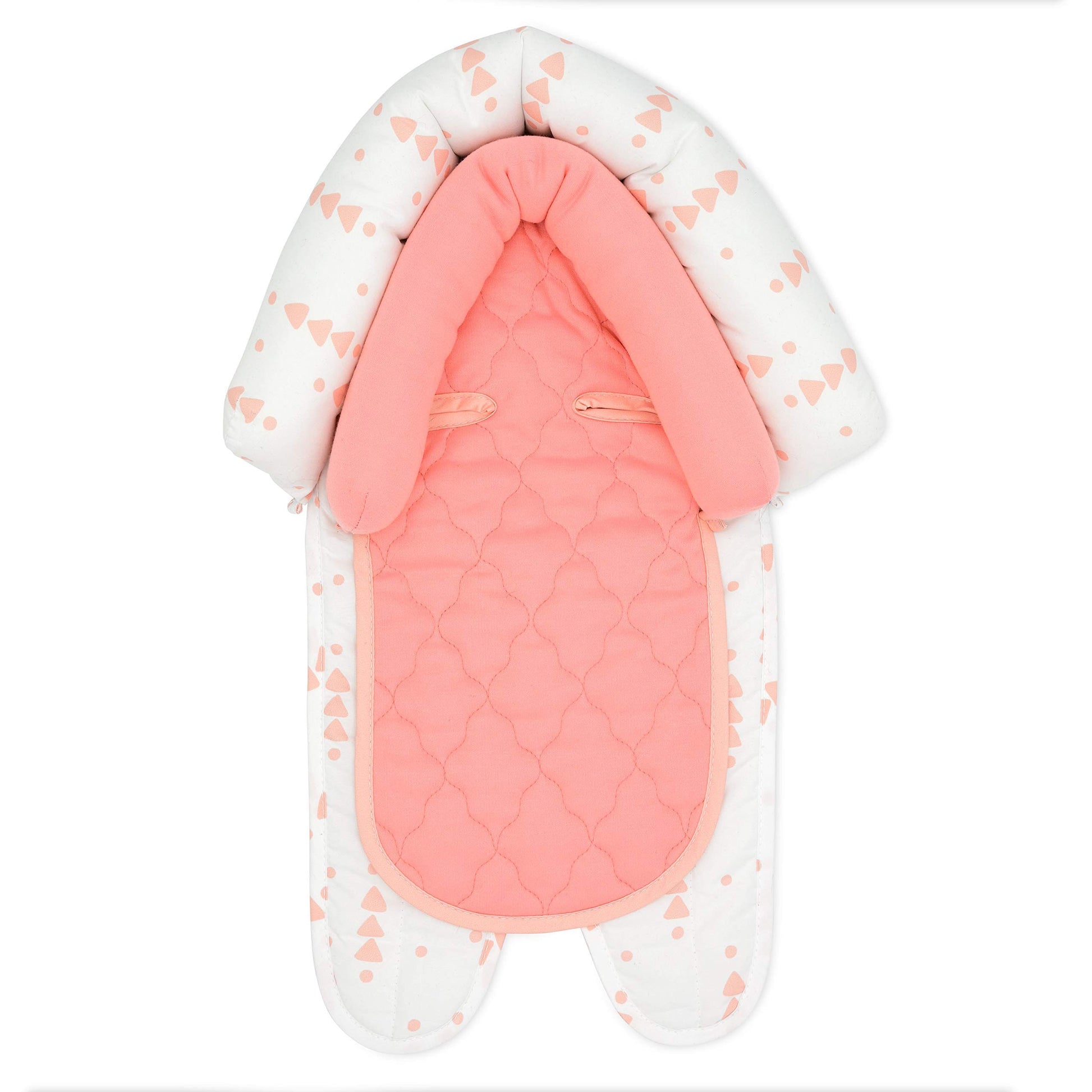 Travel Bug Baby & Toddler 2-In-1 Head Support Duo Head Support For Car Seats, Strollers & Bouncers (Grey/Teal/Pink), 8X2.75X10 I