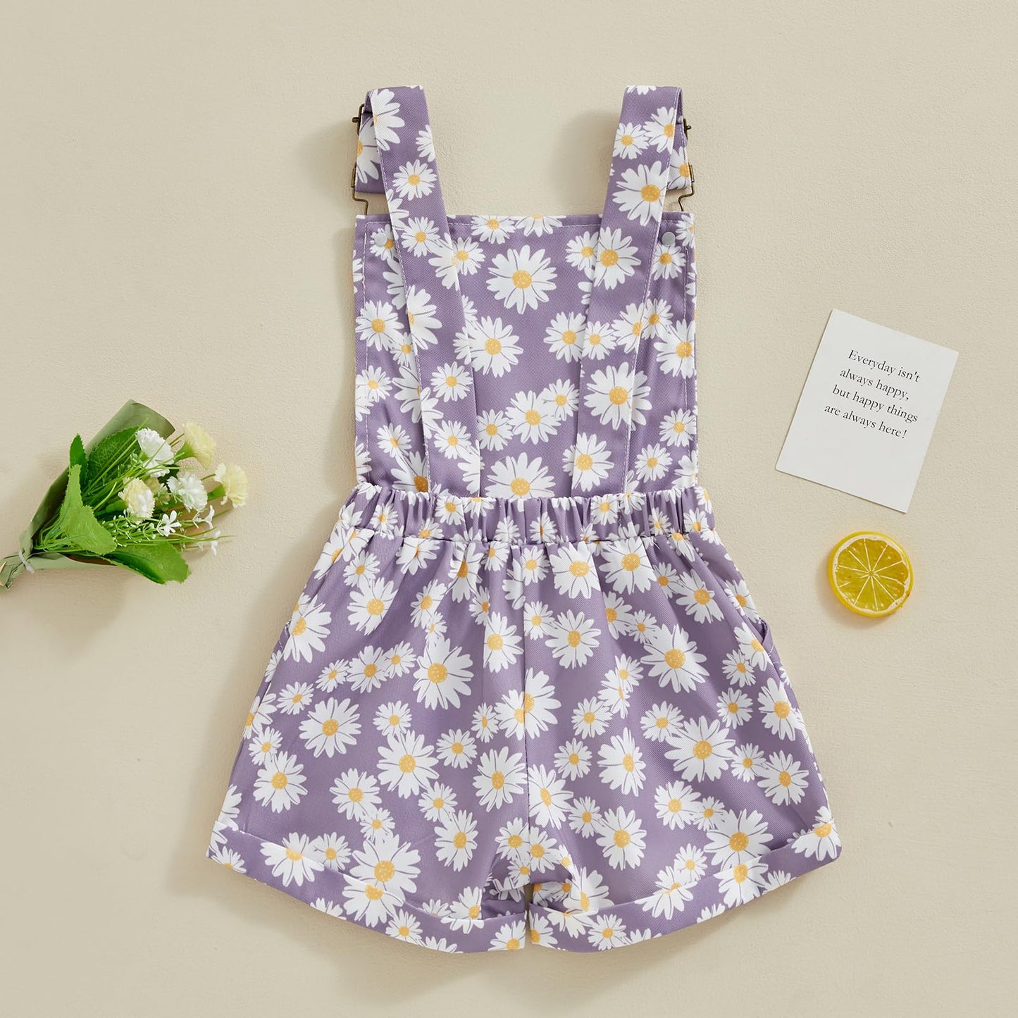 Ayalinggo Toddler Baby Girl Sunflower Print Overalls Shorts With Pocket Suspender Trousers Cute Summer Clothing Outfit (Daisy-Pu