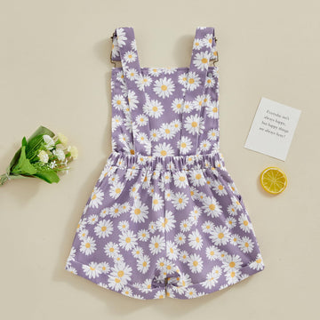 Ayalinggo Toddler Baby Girl Sunflower Print Overalls Shorts With Pocket Suspender Trousers Cute Summer Clothing Outfit (Daisy-Pu