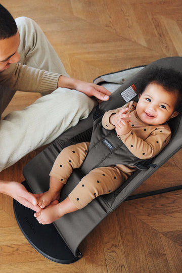 Babybjrn Bouncer Balance Soft, Dark Gray, Woven/Jersey, Tri-Fabric | 2-In-1 Adjustable Baby Bouncer Seat And Toddler Chair, Newb