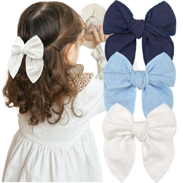 Joyoyo Fable Girls Hair Bows Cotton Linen Alligator Hair Clips For Little Girls Toddlers Kids Neutral Handmade Hair Accessories(