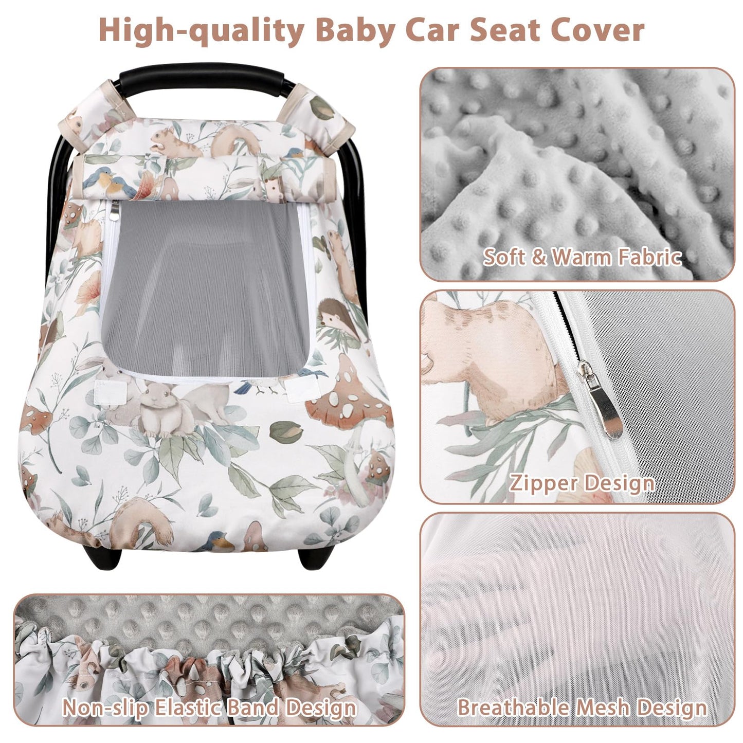 Caruili Car Seat Cover Baby Girl Boy, Warm Winter Carseat Cover For Baby, Kick-Proof Infant Car Seat Cover With Peep Window, Win