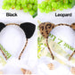 Bonnie Z. Leonardo Furry Cat Ears Headband Double-Sided Wear Black Leopard