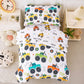 Perfemet 4-Piece Toddler Bedding Set - Colorful Car Printed Toddler Comforter Set For Boys, Reversible Fluffy Toddler Bed Set Fo