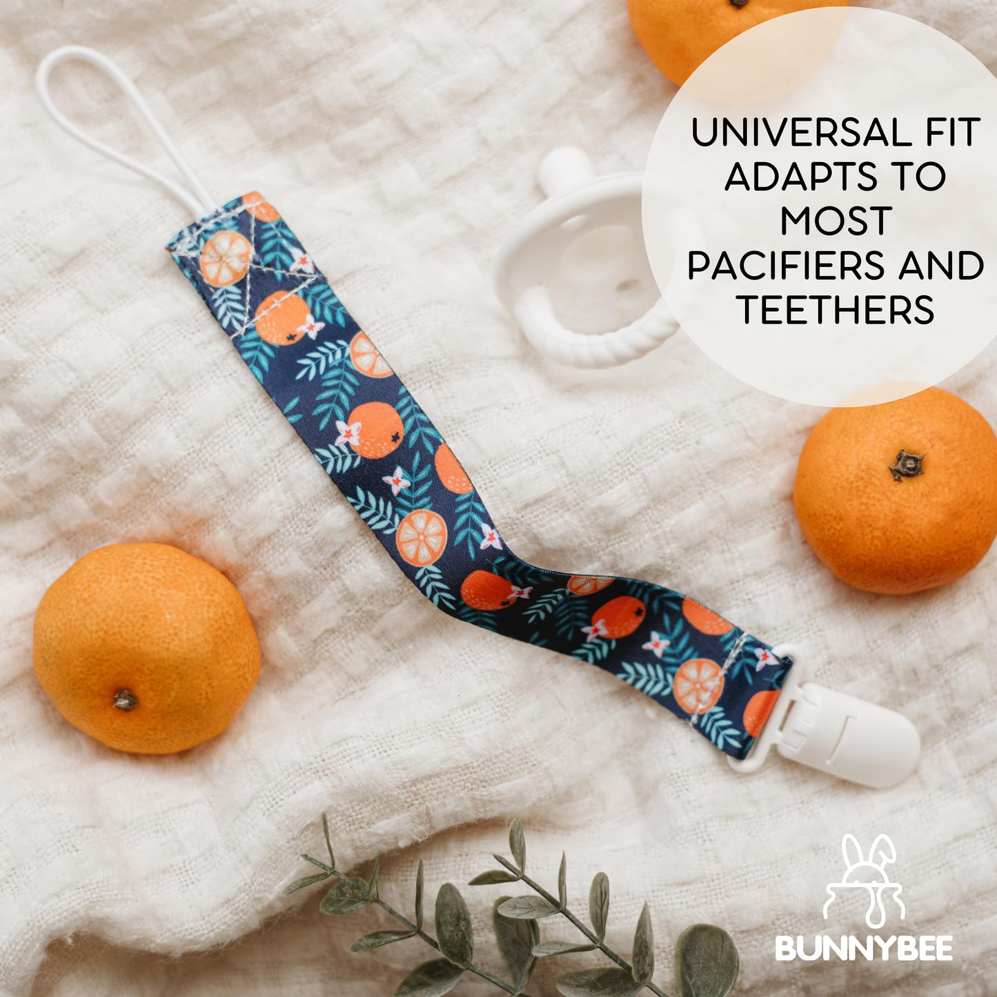 Bunnybee Neutral Pacifier Clip Set, 6 Pack Pacifier Holder Clip, Lemon Orange Avocado Fruit, Stylish And Practical Baby Binky Te