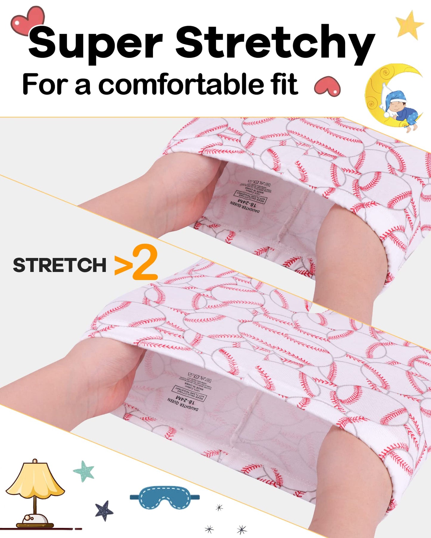 Daughter Queen Boys Pajamas 18-24 Months Summer Pjs Baseball Pj Sets Baby Toddler Cotton Short Sleeve Sleepwear Jammies Sports C