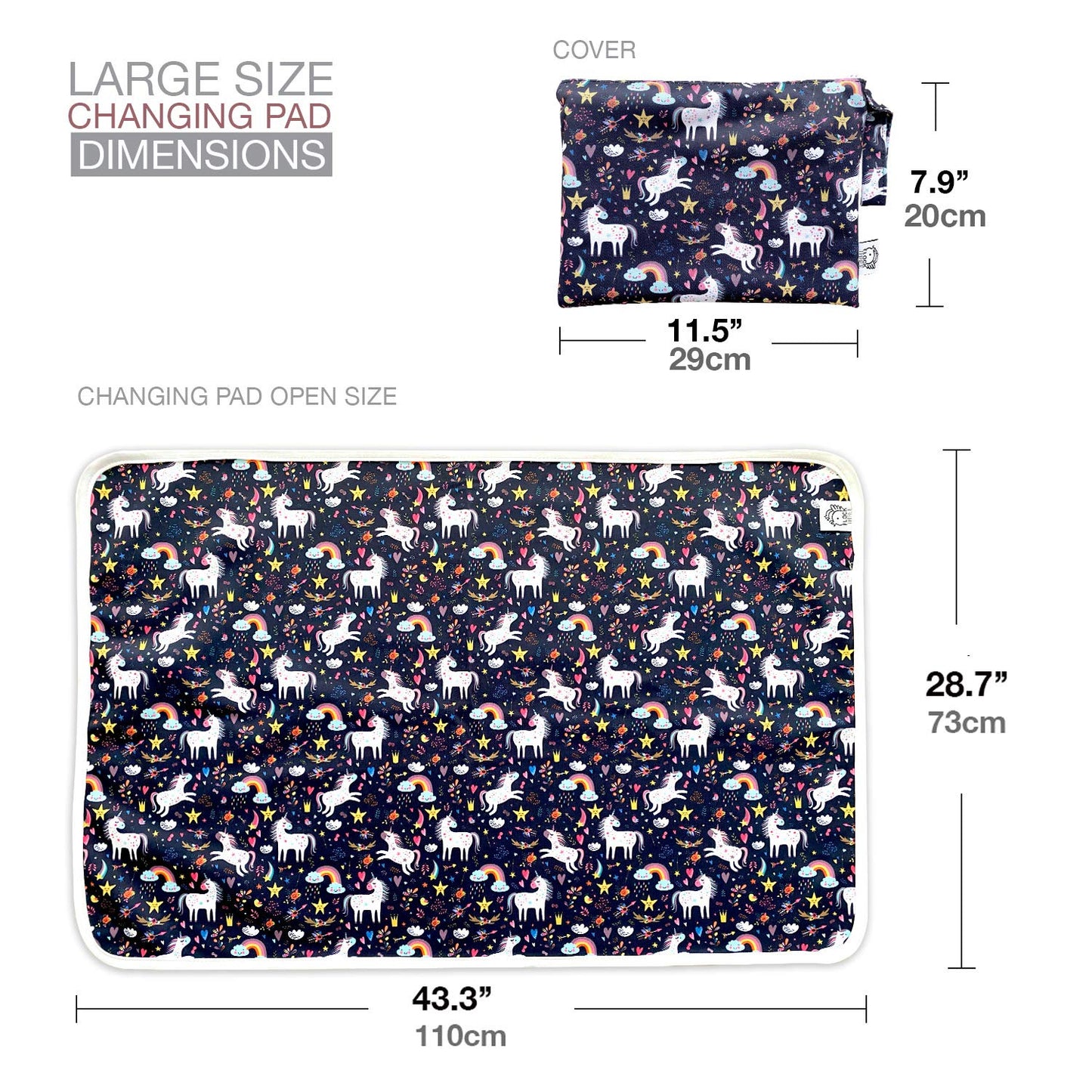 Flockthree Waterproof Baby Changing Pad With Storage Bag (43.3' X 28.7') Washable Wipeable Reusable Leak Proof Diaper Travel M