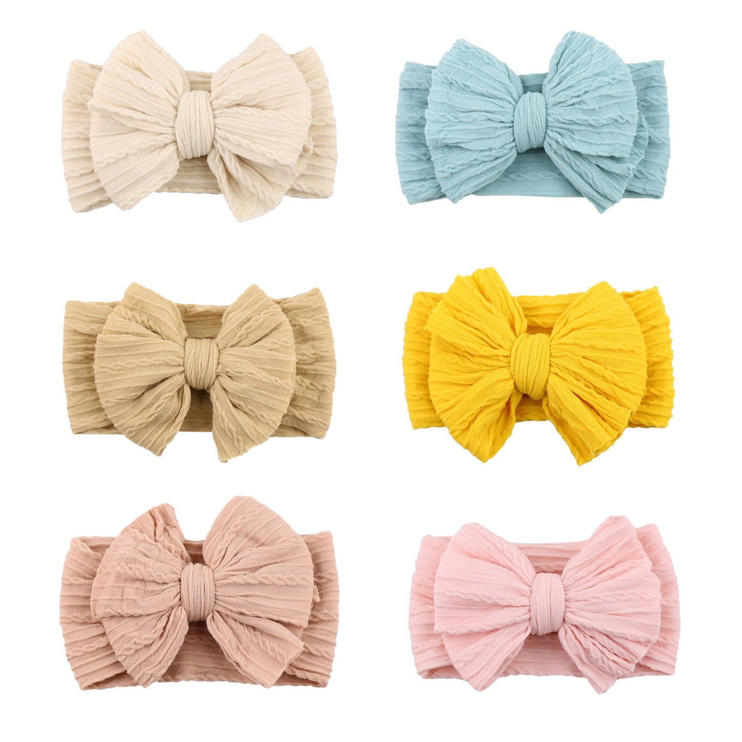 Zurlefy 6 Pack Nylon Headbands With Stretchy Infant Bows, Pink Head Wraps For Newborns And Toddlers (03H-10)