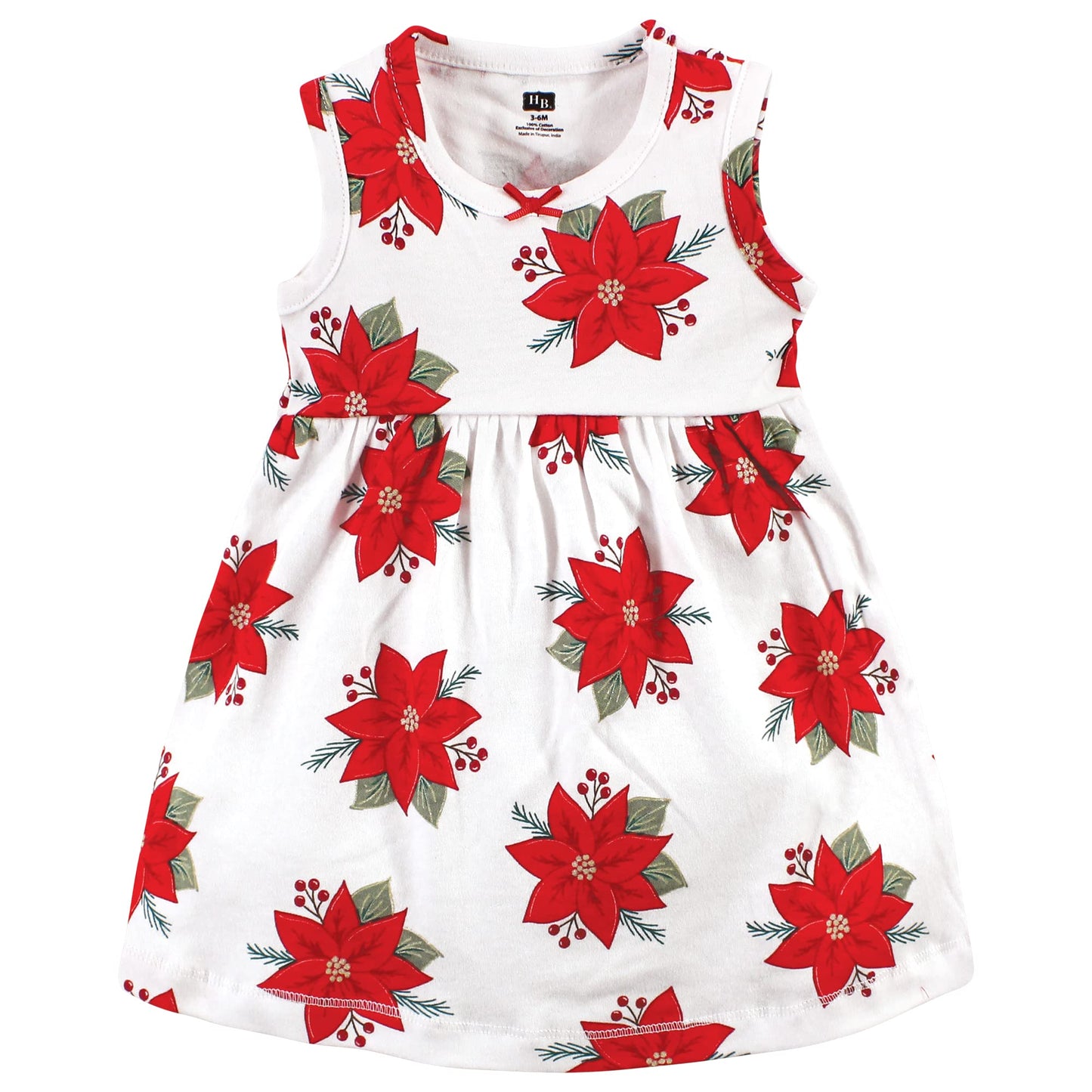 Hudson Baby Baby Girls' Cotton Dress And Cardigan Set, Poinsettia, 0-3 Months