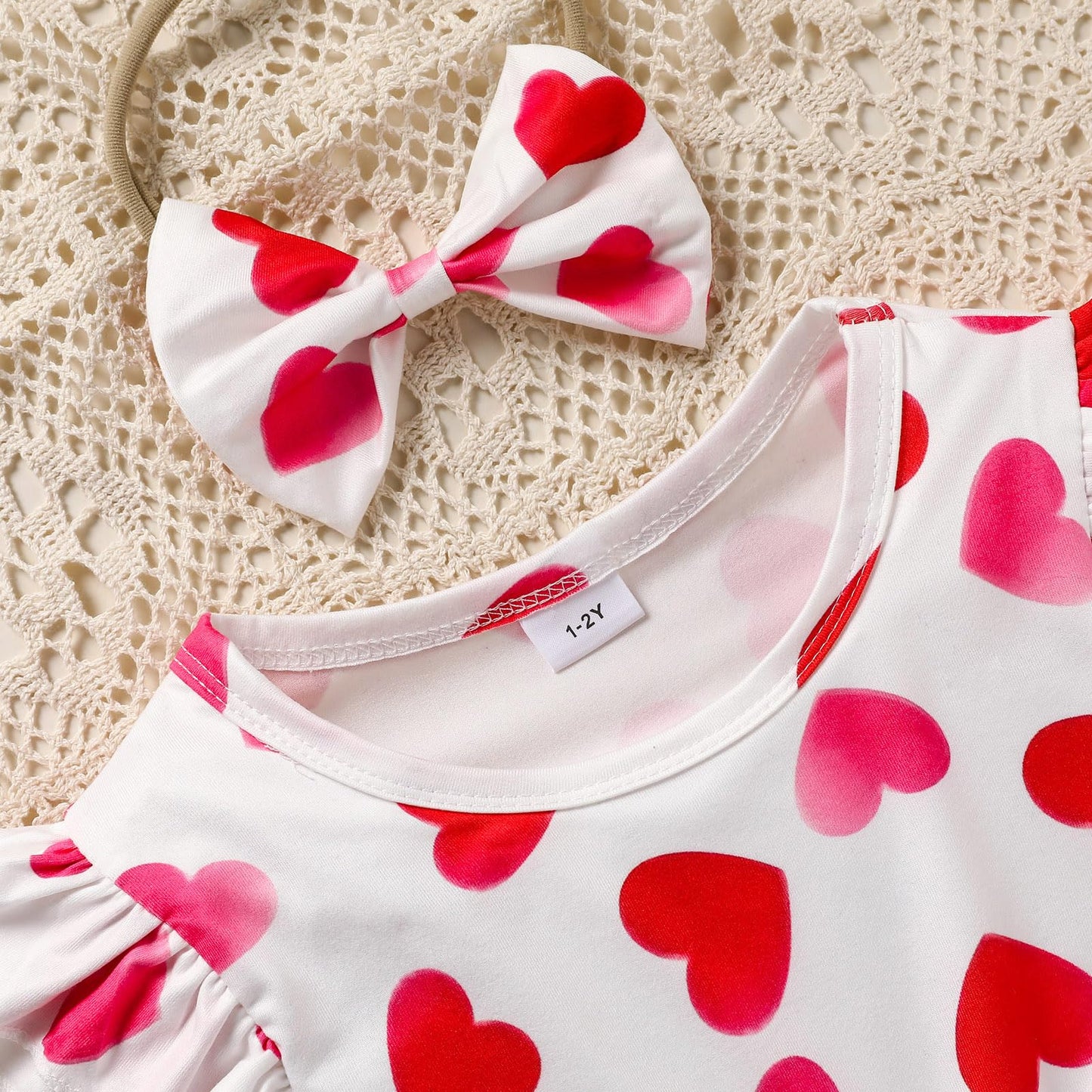 Sinhoon Baby Girls Valentine'S Day Outfits Long Sleeve Heart Print Tutu Skirts Ruffle Dress Toddler Girl Clothes(Rose Red,5-6T)
