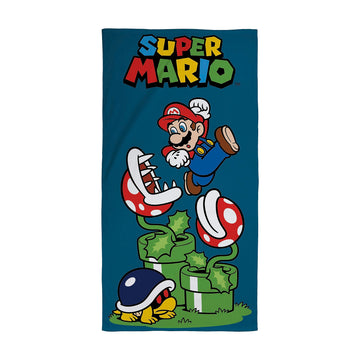 Character World Official Nintendo Super Mario Kids Towel | Super Soft Feel, Leaping Design | Perfect The Home, Bath, Beach & Swi