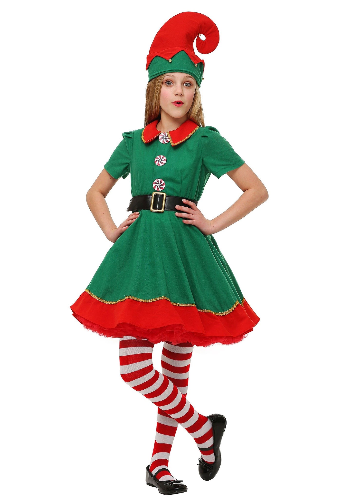Child Holiday Elf Costume Dress And Hat Elf Costume For Girls