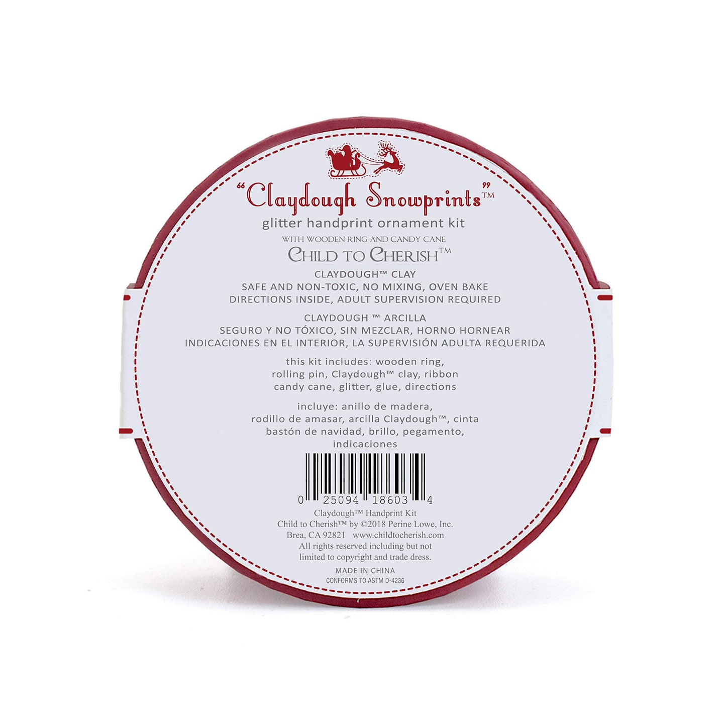 Child To Cherish Glitter Baby Handprint First Christmas Ornament Kit With Wooden Ring