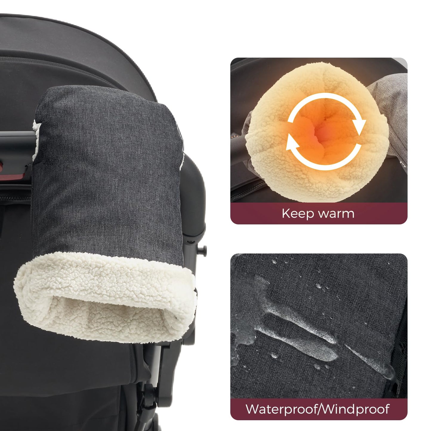 Momcozy Stroller Gloves Warmmuffs | Universal Winter Anti-Freeze Stroller Mittens | Winter Handmuff Stroller Accessories | Ultra