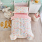 Joyreap 4 Piece Cotton Toddler Bedding Set For Girls, Pink Flowers Design, Soft N Breathable Cotton Toddler Comforter Set, Inclu