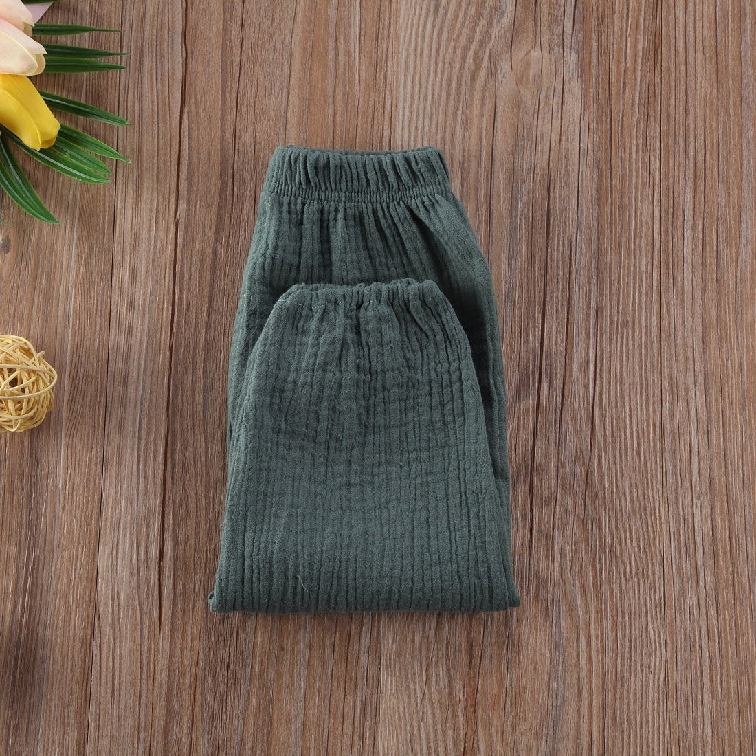Toddler Baby Boys Girls 3 Pack Cotton Linen Bloomers Pants Solid Color Basic Plain Baby Clothes Joggers(C-Khaki Green Black,2-3