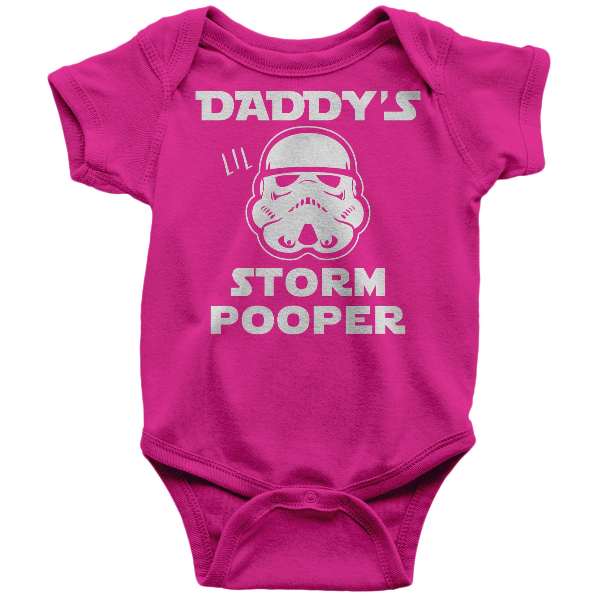 Texas Tees Funny Baby Girl Bodysuit, Storm Pooper for Girls, Parody Onesie, Pink 3-6 mo