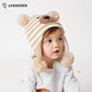 Langzhen Toddler Kids Infant Winter Hat,Earflap Knit Warm Cap Fleece Lined Beanie For Baby Boys Girls (Bear -Beige Stripe, 12-24