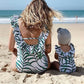Iffei Mommy And Me Swimsuit One Piece Leaves Printed Ruffle V Neck Bathing Suits Family Matching Swimwear Green Girls: 2 Years