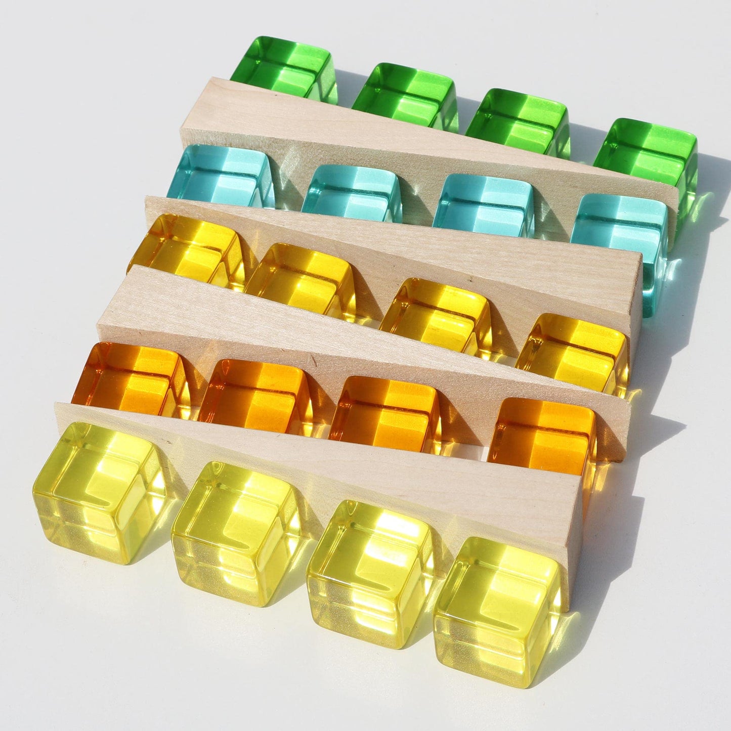 Candywood Rainbow Acrylic Gem Cubes Blocks Children Educational Sensory Training Crystal Toys Baby Learn Color Light Shadow Stac
