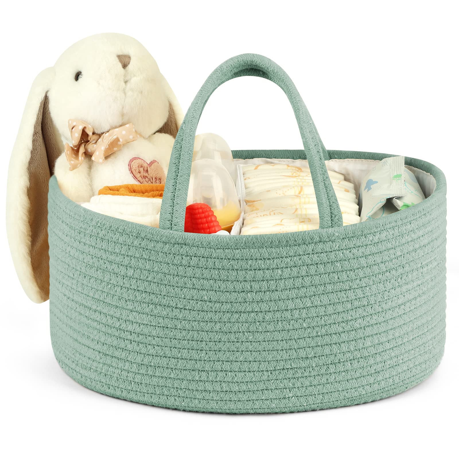 Maliton Diaper Caddy Organizer For Baby, Portable Diaper Storage Organizer For Changing Table And Car, Cotton Rope Nursery Stora