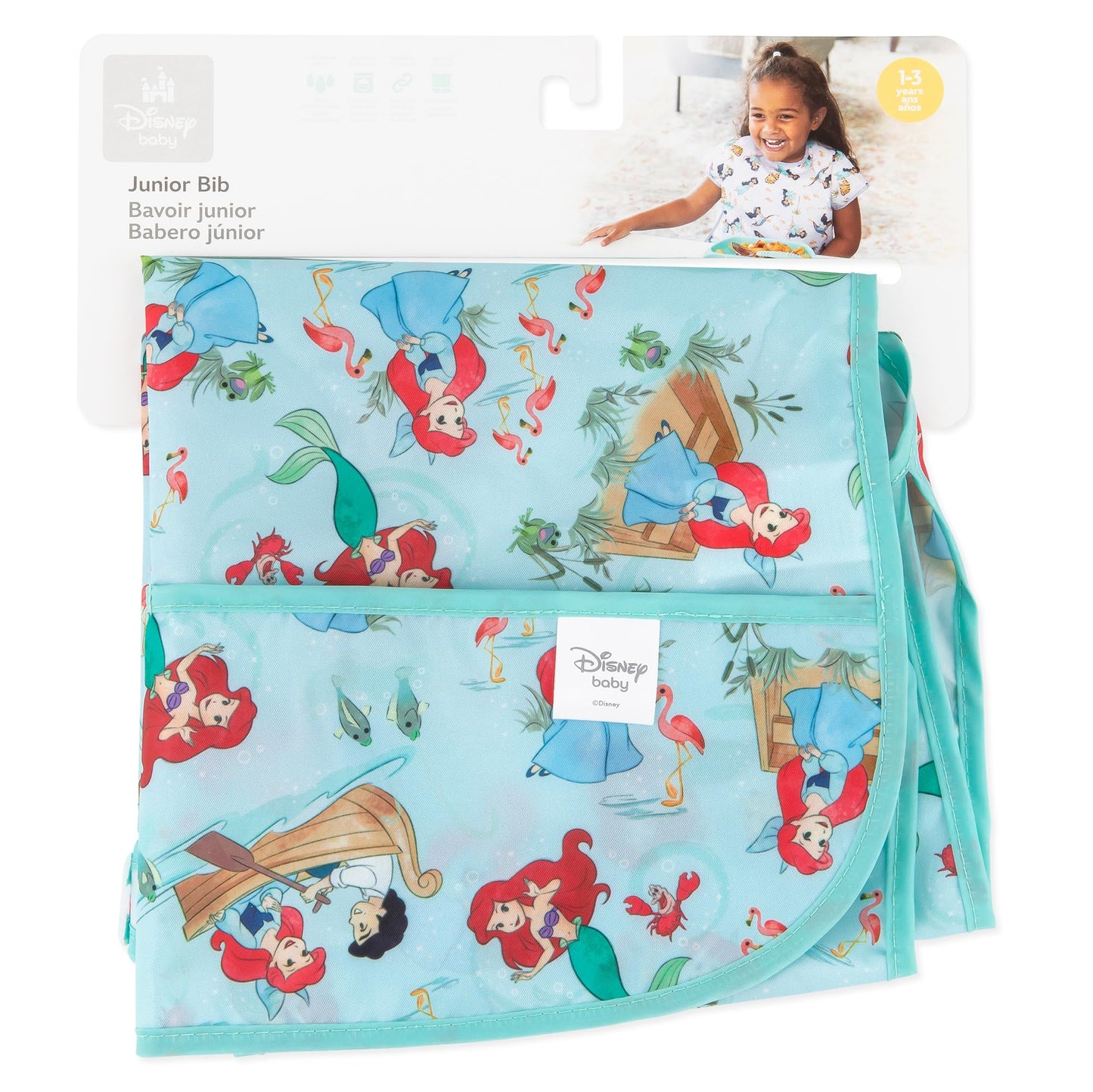 Bumkins Disney Short Sleeve Bib For Girl Or Boy, Toddler And Kids For 1-3 Years, Large Size, Essential Must Have For Junior Chil