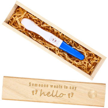 Qunclay Pregnancy Test Keepsake Box Surprise Pregnancy Announcement Box Wooden Baby for Husband Grandparents Baby Memory Souveni