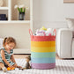 Mojoscend Rainbow Baby Girls Kids Hamper Laundry Basket For Nursery Toddler Clothes Blanket Basket For Toy Woven Rope Unicorn Ha