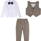 A&J Design Baby Suits For Boys Gentleman Wedding Formal Ring Bearer Plaid Outfit Dress Clothes Tuxedo Set Khaki 18-24 Months