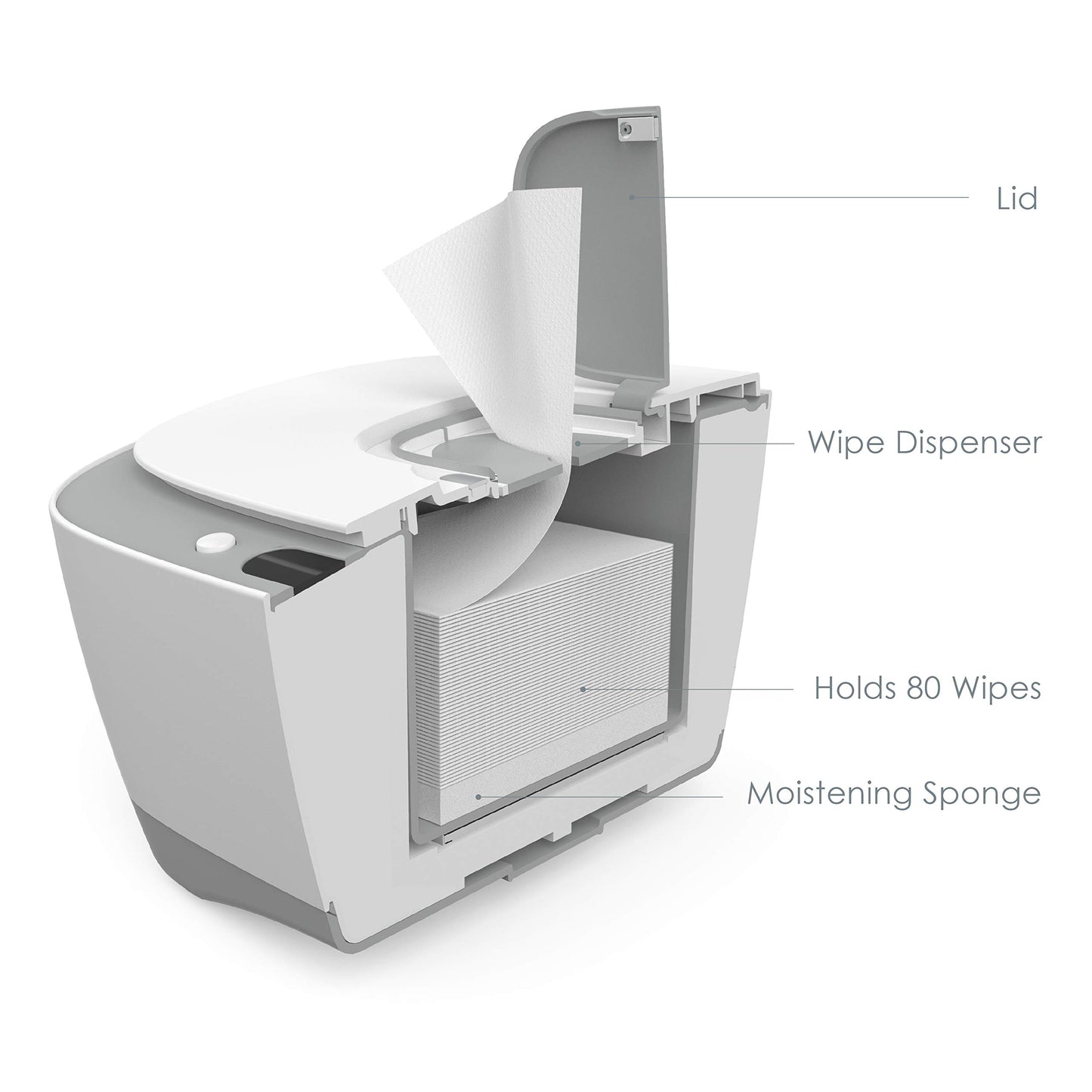 Purebaby Wipe Warmer With Digital Display - Easy-Feed Dispenser With 3 Heat Settings, Lcd Display, 80 Wipe Capacity, Naturally S