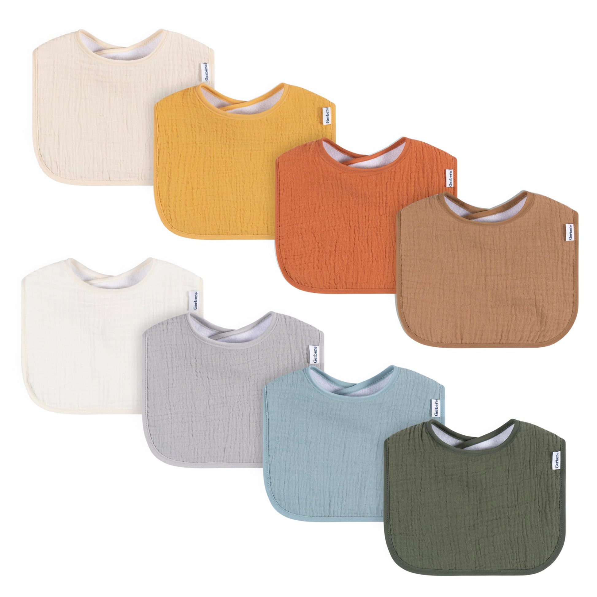 Gerber Baby Muslin 8 Pack Drooling Bibs, Multi Neutral 1, One Size