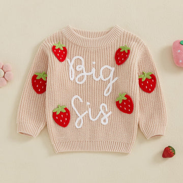 Amnnchya Toddler Infant Baby Girl Knit Sweater Big Sister Little Sister Matching Outfits Long Sleeve Pullover Sweatshirt (Beige