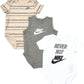 Nike Infant Baby Bodysuit 3 Pack (Dark Grey Heather(56F170-042)/White, 6 Months)
